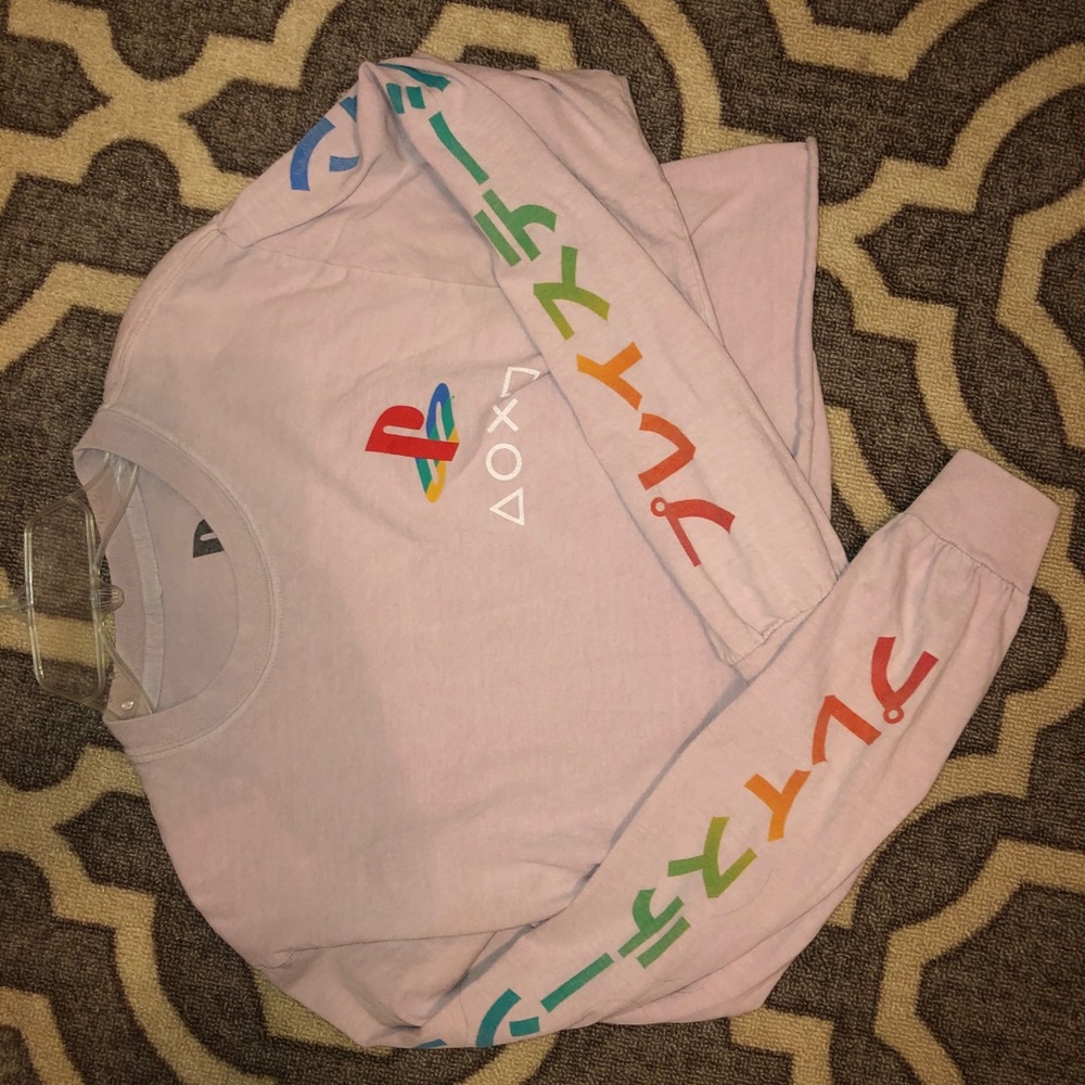 pink crop playstation shirt